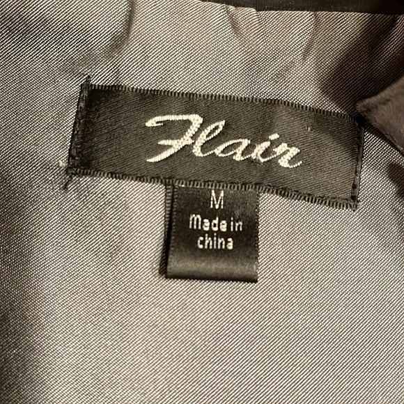 FLAIR M gray with purple & black abstract floral A line floral button jacket - Picture 10 of 11